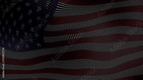 vagues de drapeau des états unis d'amérique avec des particules photo
