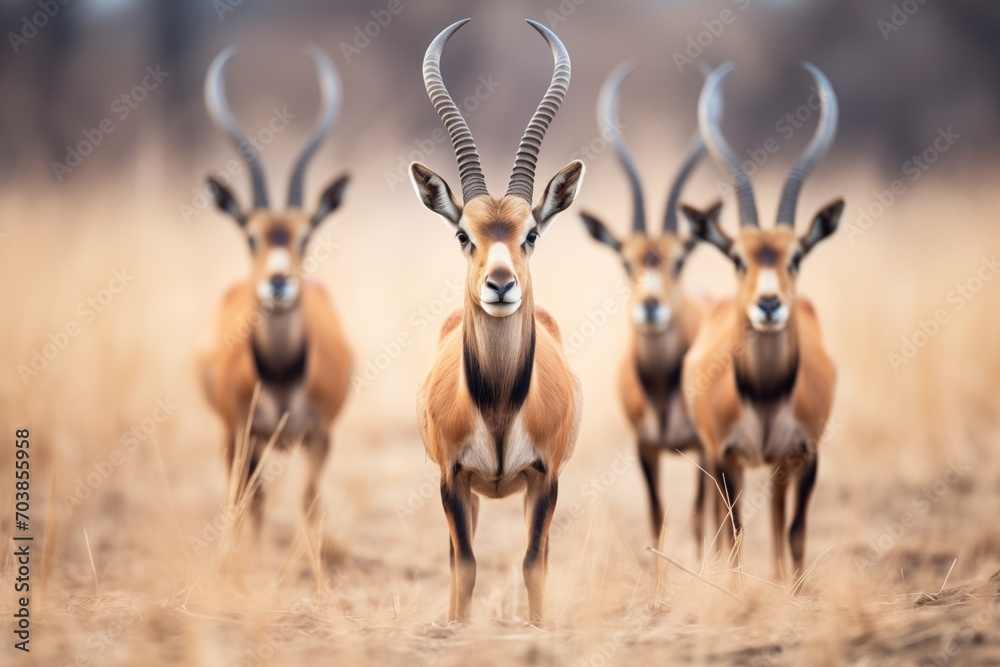 sable antelopes standing alert to potential predators sable antelopes standing alert to potential predators
