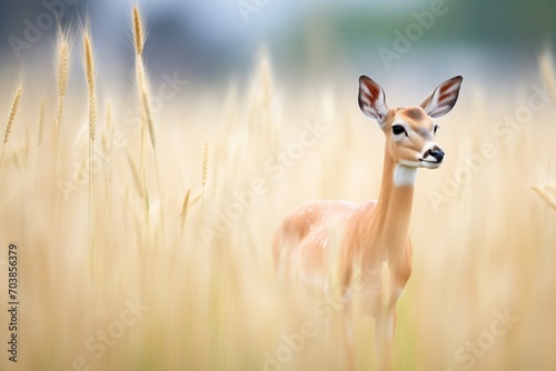 springbok in mid-graze with mouthful of grass © stickerside