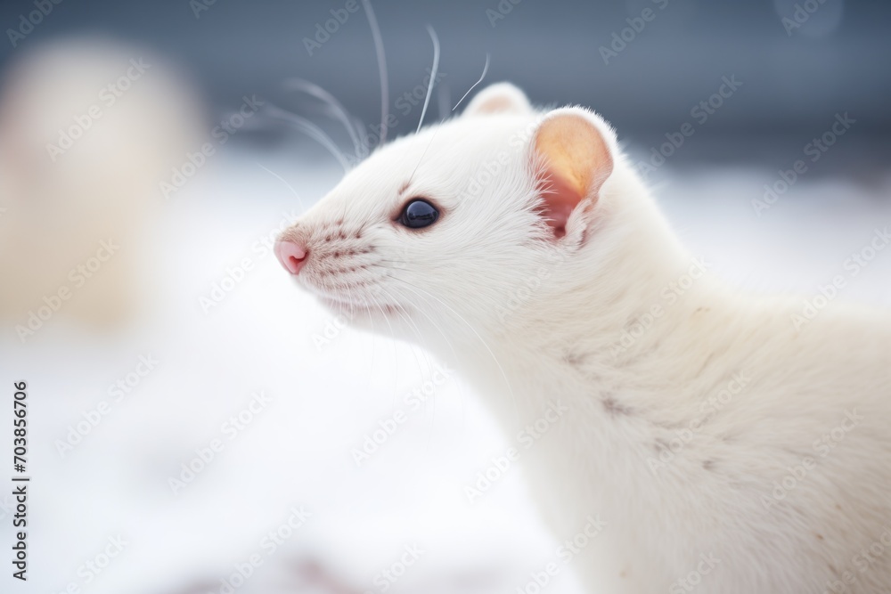 close-up of stoats white winter fur close-up of stoats white winter fur