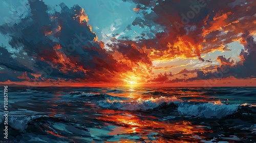 Baltic Sea Sunset Dramatic Sky Blue, Background Banner HD