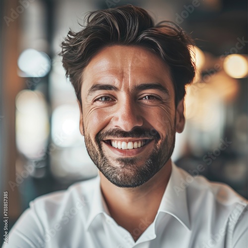 Happy smiling businessman in office