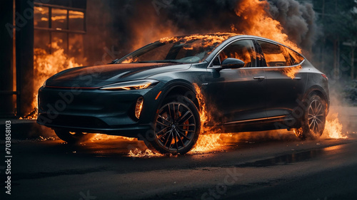 Electric Car Fire Accident © Pixel Pusher 