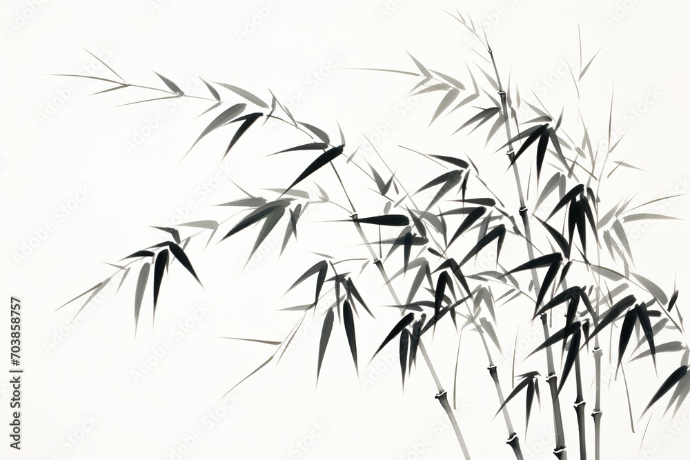 Fototapeta premium Black and white bamboo painting