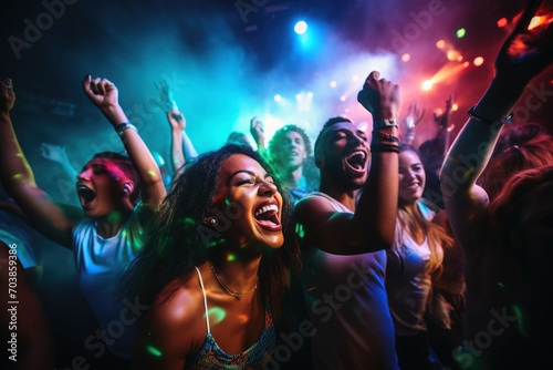 People having fun dancing at a club.