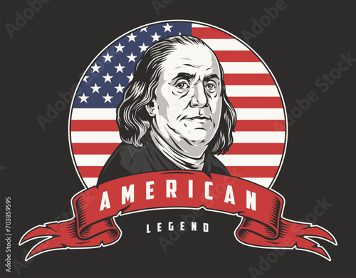 Benjamin Franklin vintage sticker colorful