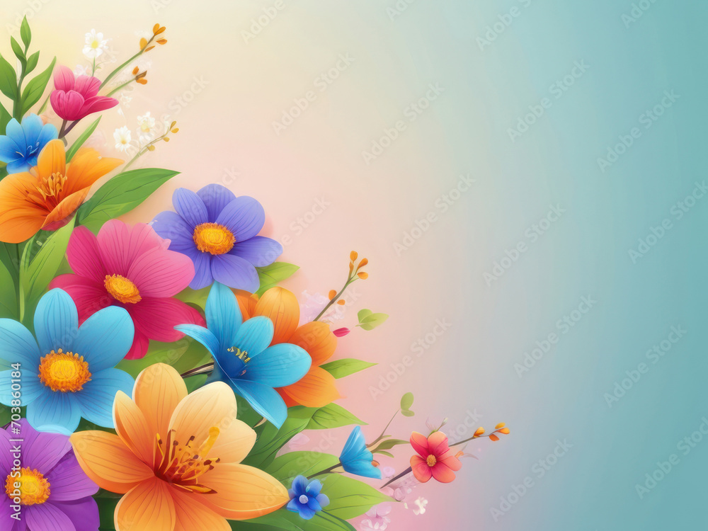 Vivid flowers composition on a soft gradient background