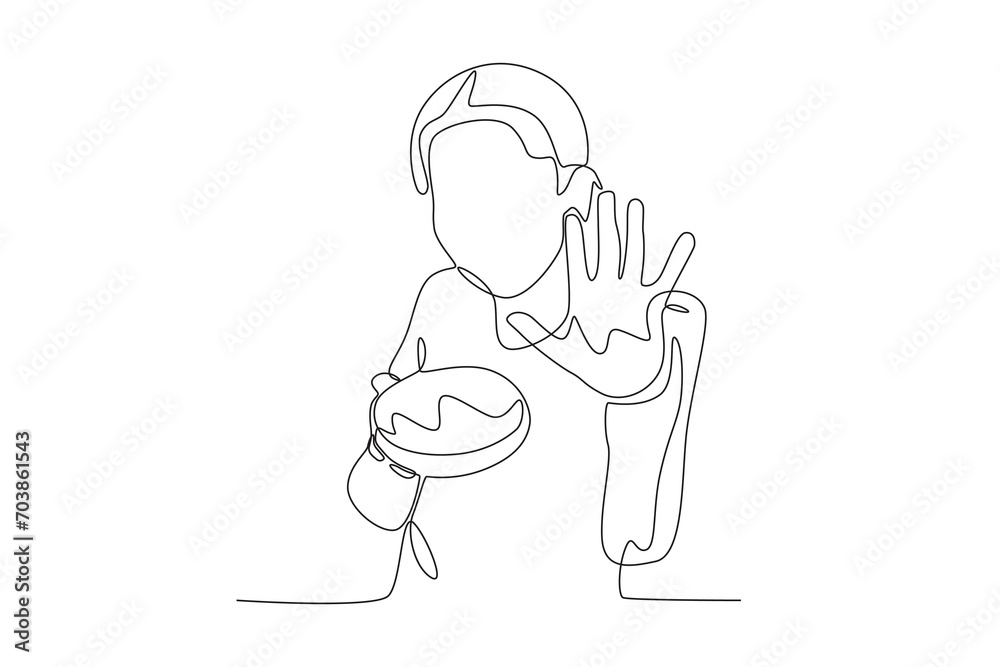 A woman is canvassing during the Holi festival. Holi one-line drawing