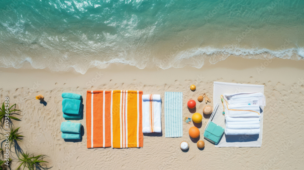 Sea ocean towel summer blue sand holiday travel sun sandy beach vacation Sea ocean towel summer blue sand holiday travel sun sandy beach vacation
