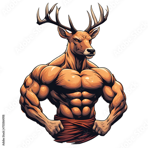 Muscular deer illustration. Suitable for fitness logos, bodybuilders, gym athletes