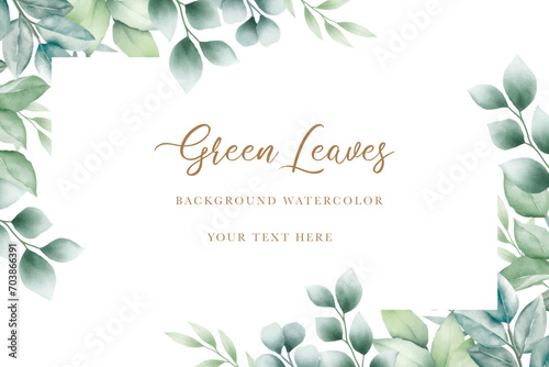 beautiful green leaves background watercolor