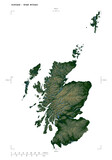 Scotland - Great Britain shape isolated on white. Physical elevation map