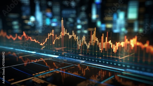 Financial Stock Market Graph on Virtual Screen © Suryani