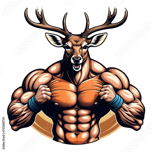 Muscular deer illustration. Suitable for fitness logos, bodybuilders, gym athletes