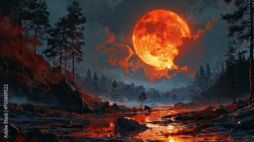 Blood Moon Red Real Full Black, Background Banner HD
