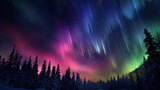Majestic Aurora Borealis Over Snowy Pine Forest