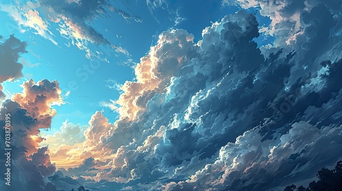 Blue Sky Clouds Beautiful, Background Banner HD