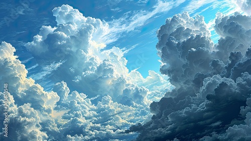 Blue Sky Floating Clouds Drawing Paper, Background Banner HD