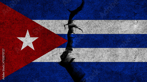 Photography Cuba flag on cracked wall background