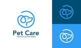 pet care logo design with dog line style