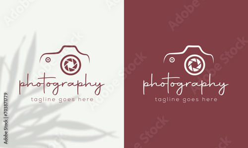 camera logo, modern photography signature logo icon vector