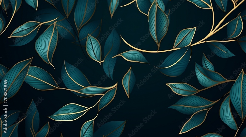 Elegant Vector Background with Golden Leaves – Luxurious Line Art Foliage for Autumn Designs Elegant Vector Background with Golden Leaves – Luxurious Line Art Foliage for Autumn Designs