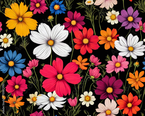 Seamless beautiful flowers pattern. floral wallpaper design. Generative ai