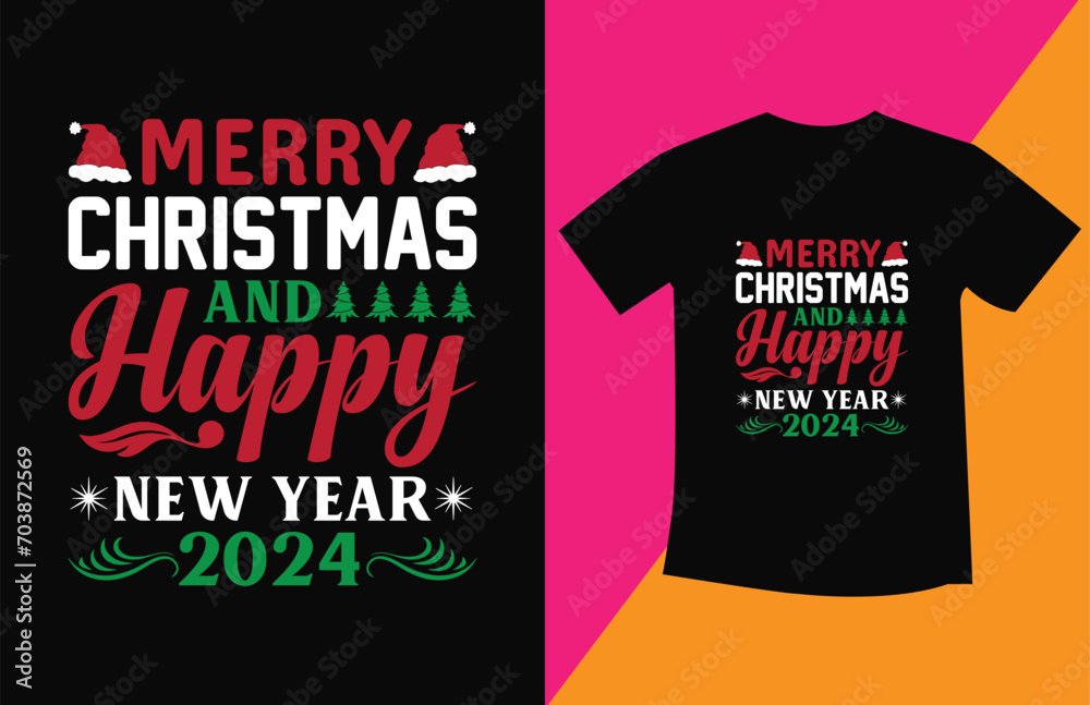 Fototapeta premium Christmas typography T shirt Design