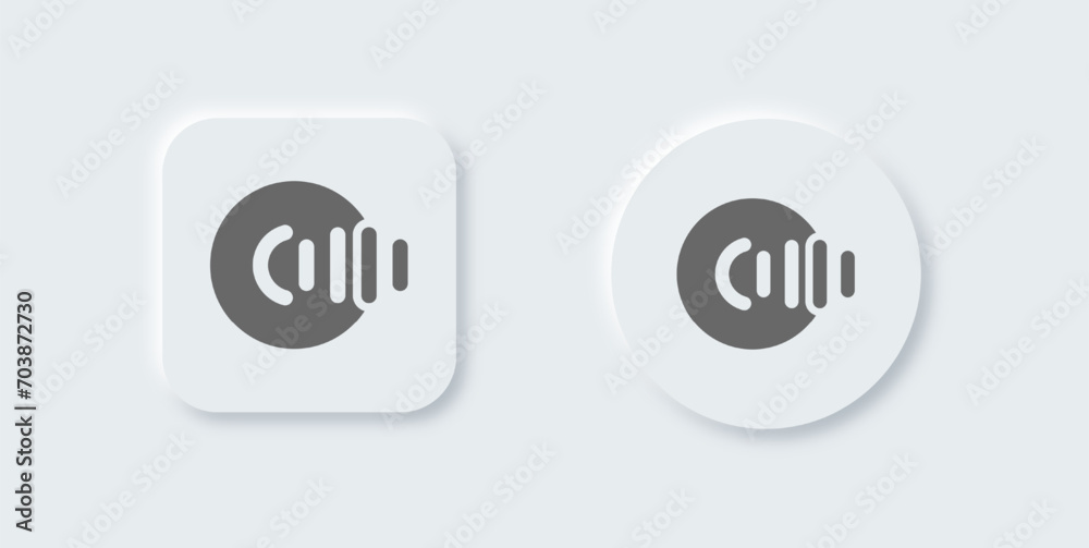 Recording solid icon in neomorphic design style. Audio signs vector illustration. Recording solid icon in neomorphic design style. Audio signs vector illustration.