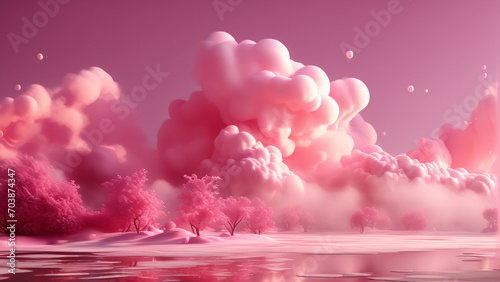 landscape with pink clouds