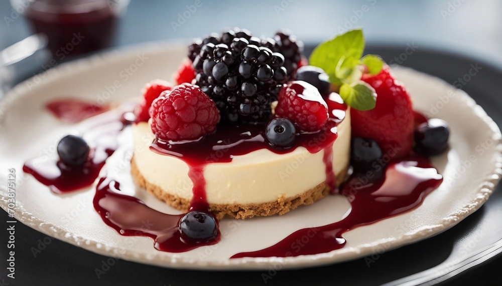 An exquisite close-up of a deconstructed cheesecake, with creamy filling piped onto a crumbly graham An exquisite close-up of a deconstructed cheesecake, with creamy filling piped onto a crumbly graham
