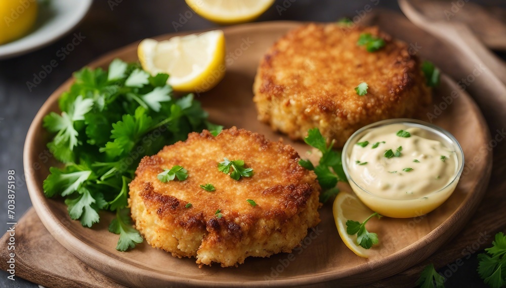 Golden-brown panko-crusted crab cakes served with a tangy remoulade sauce