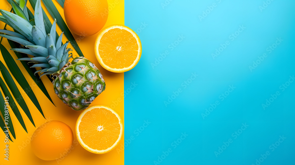 Complementary soft colors - high contrast shapeless Flat colorful cyan blue yellow red background wallpaper - obrazy, fototapety, plakaty 