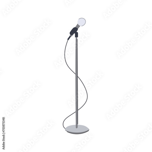 old microphone stand cartoon. radio mike, karaoke vintage, retro speaker old microphone stand sign. isolated symbol vector illustration