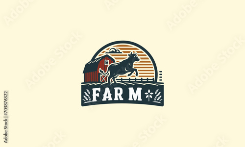 logo design of farm cow vector illustration flat design