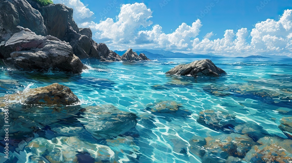 Crystal Clear Sea Water Bay Pristine, Background Banner HD