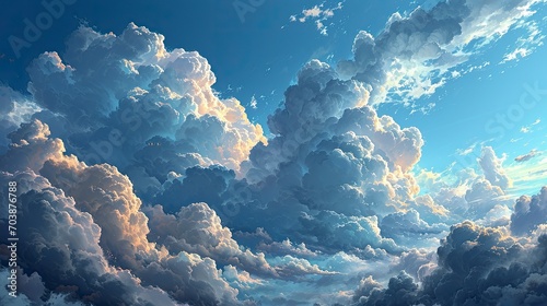 Cumulus Humilis Clouds Blue Sky View, Background Banner HD