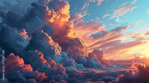 Decorative Clouds Float Across Sky Creating, Background Banner HD