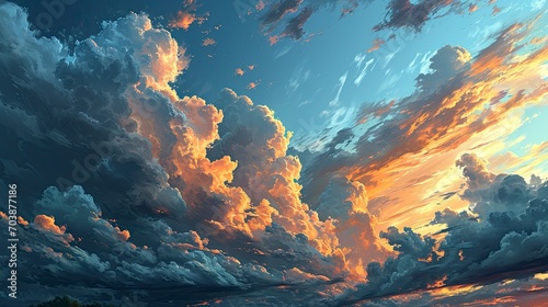 Decorative Clouds Float Across Sky Creating, Background Banner HD © Alex Cuong