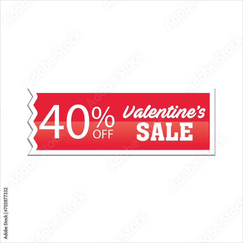 Special Offer Valentine's day special Red Digit Banner, shiny red discount 40% discount vector for promotional discount sale advertising.