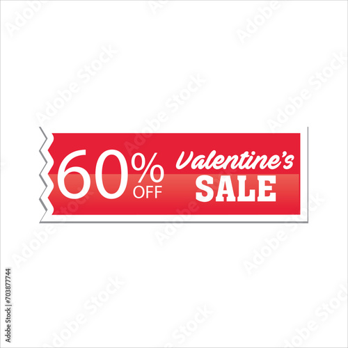 Special Offer Valentine's day special Red Digit Banner, shiny red discount 60% discount vector for promotional discount sale advertising.