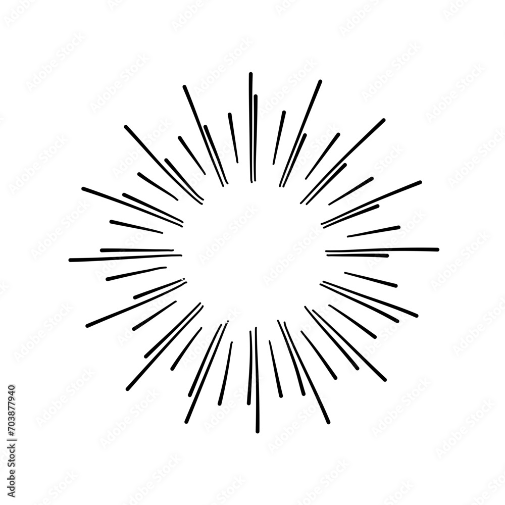 hand drawn sunburst vector illustration 