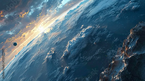 Earth On Space Blue Planet View  Background Banner HD