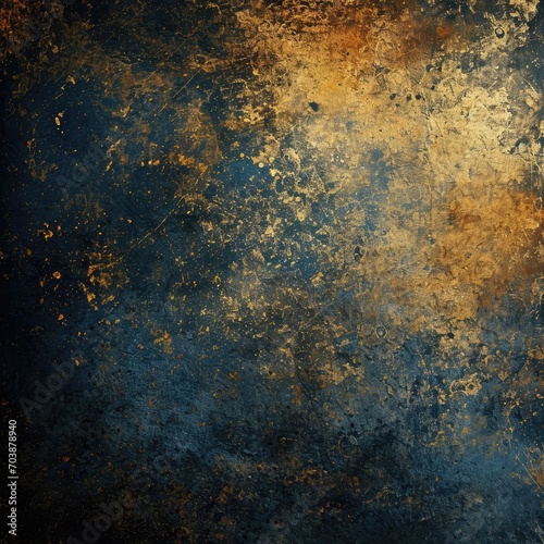 Grunge Background Texture in the Style Antique Gold and Deep Blue - Amazing Grunge Wallpaper created with Generative AI Technology