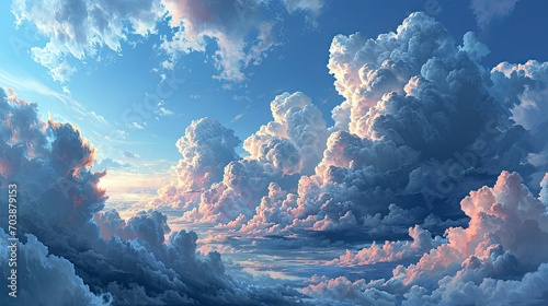 Fantastic Soft White Clouds Against Blue, Background Banner HD
