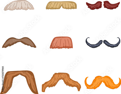 moustaches set cartoon. black man, retro moustache, mustache mouth moustaches sign. isolated symbol vector illustration