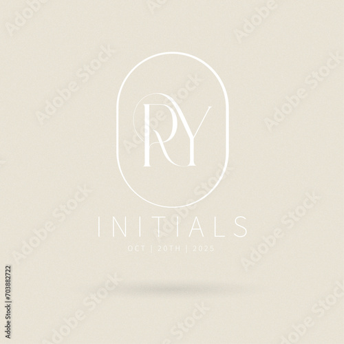 RY Typography Initial Letter Brand Logo, RY brand logo, RY monogram wedding logo, abstract logo design	