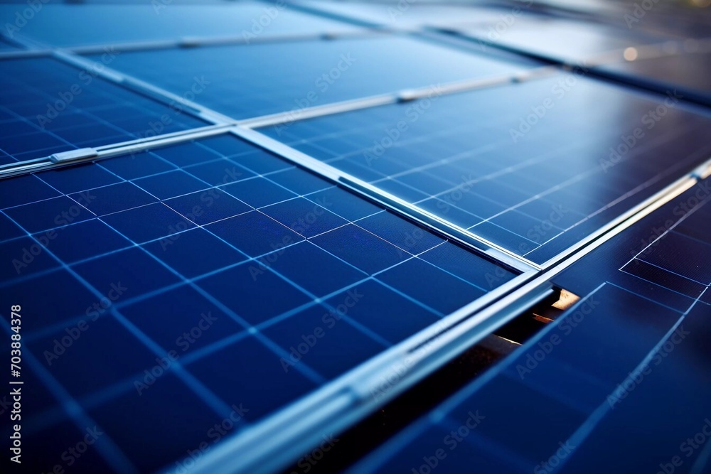 Solar panels reflect sparkling light From the sun, sky and clouds, Clean energy and environment. Green energy concept Solar panels reflect sparkling light From the sun, sky and clouds, Clean energy and environment. Green energy concept