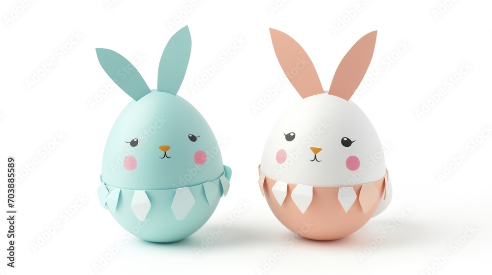 Fototapeta premium Minimal Easter: DIY Bunny Paper Gift Egg Wrapping Idea for a Stylish Celebration