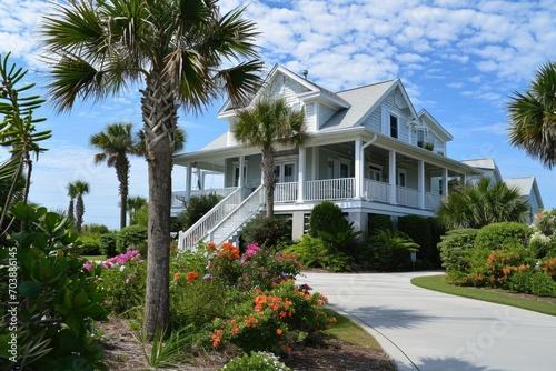 Tropical Beach Rental Home: Your Perfect Vacation Getaway Near North Carolina Beach © AIGen